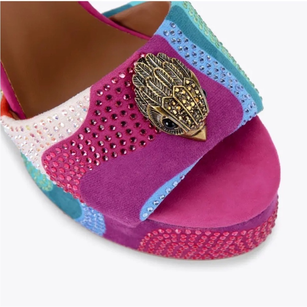 Kurt Geiger Platform Sandals Size 8 Pink Suede Abstract Kensington Chunky New - Picture 3 of 5